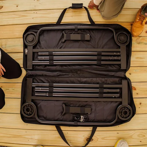 Vista 4 de Disc-O-Bed Gran banco convertible para exterior de 2 personas y cuna de camping doble para adultos, sistema de literas portátil, negro