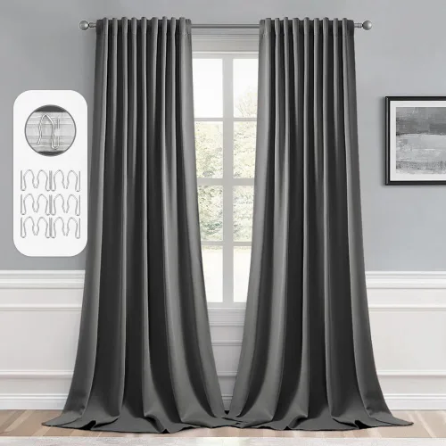 Vista 29 de MIULEE Cortinas opacas con pestaña trasera de 63 pulgadas de largo, juego de 2 paneles para sala de estar, dormitorio, privacidad, bolsillo