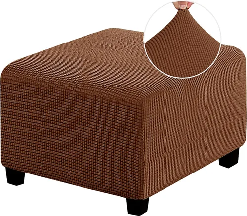 Vista 12 de Funda otomana de alta elasticidad, fundas protectoras de terciopelo elástico para reposapiés, lavable, resistente a la suciedad, con parte inferior