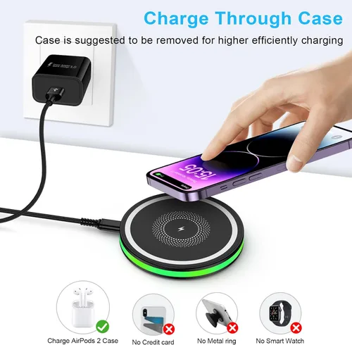 Vista 7 de Cargador inalámbrico rápido Android Samsung Cargador de teléfono de carga rápida para Samsung Galaxy S25 Ultra S25 Edge S24 S23 S22 S21 S20