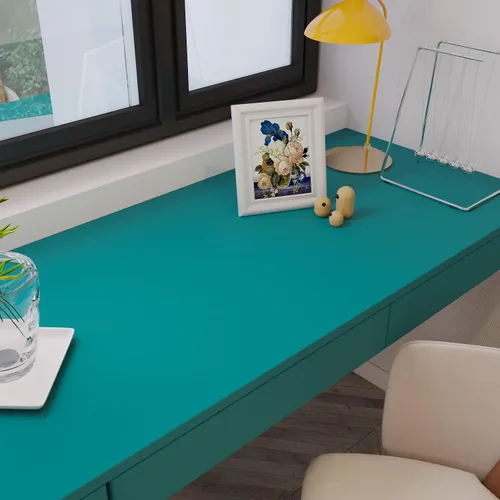 Vista 2 de Livelynine Papel tapiz de color verde azulado para despegar y pegar, papel de contacto verde azulado para armarios, escritorio, papel tapiz