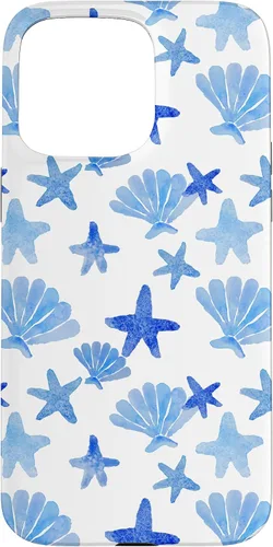 Vista 31 de Funda para iPhone 16 Coastal Nieta Azul Preppy Shells Estrellas de mar Océano Lindo Caso