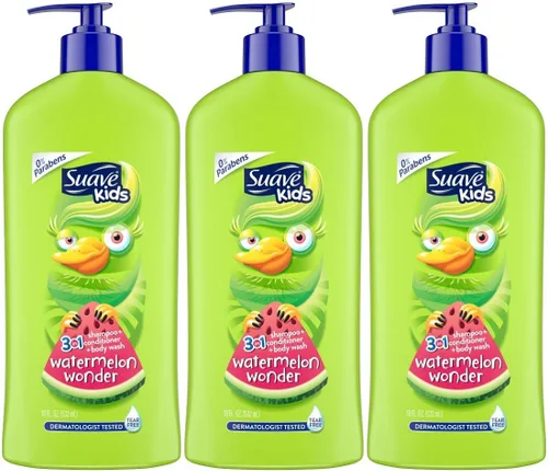 Vista 9 de Suave Champú 3 en 1 para niños, sandía de lavado corporal, 18 onzas (paquete de 2)