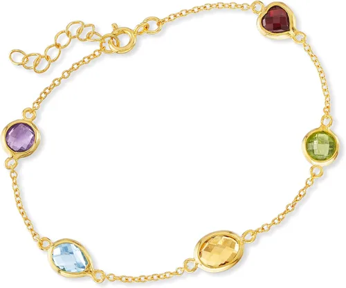 Vista 3 de Ross-Simons 4.20 ct. t.w. Multi-Gemstone Station Bracelet in 18kt Gold Over Sterling