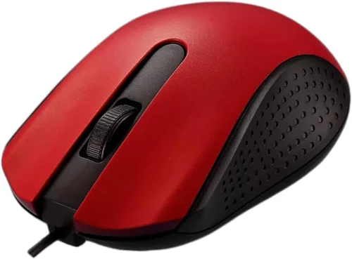 Vista 7 de Ratón de computadora USB con cable con diseño ergonómico, ratones de computadora USB para computadoras portátiles y PC, oficina y hogar (negro, rojo)