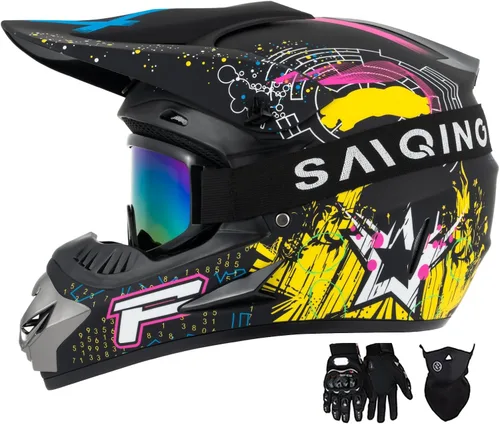 Vista 9 de Youth Kids Motocross Helmet, DOT Certified,ATV Dirt Bike Motorcycle, BMX 4-Wheeler Off-Road Mountain Bike,W/Gloves Goggles Mask