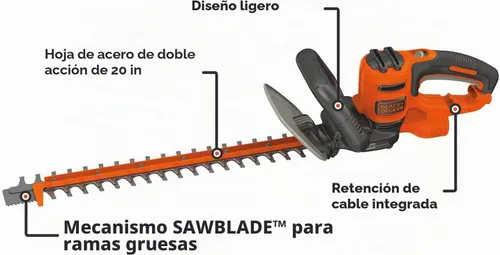 Vista 2 de BLACK+DECKER Cortasetos con sierra, 20 pulgadas, con cable (BEHTS300)
