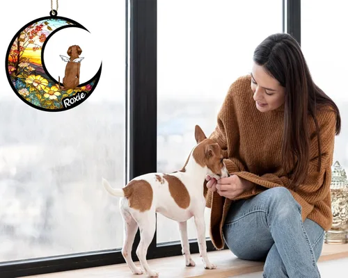 Vista 381 de LOVELYPOD Adorno de Navidad personalizado para perro Basset Hound (marrón) Basset Hound (marrón) adorno para atrapasoles de perro, razas de perros