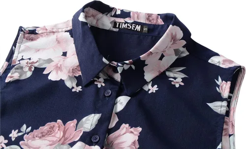 Vista 3 de Blusa casual de gasa sin mangas con estampado floral para mujer