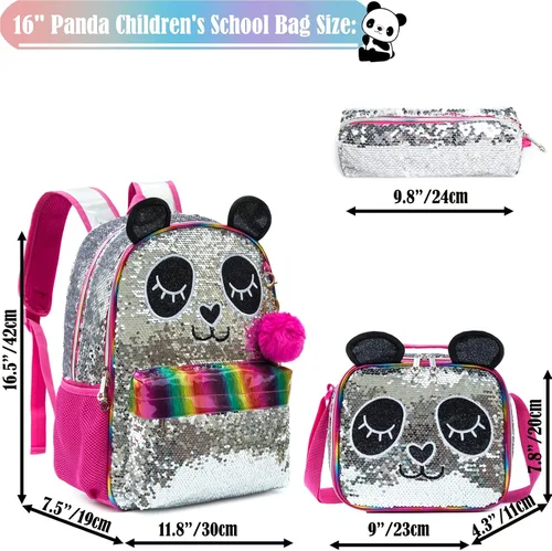 Vista 2 de Mochila de 3 piezas para niñas con lonchera de escuela secundaria de alta primaria
