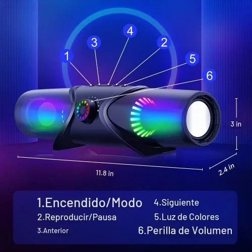 Vista 2 de WolfLawS Altavoces de Computadora, Barra de Sonido Bluetooth, Altavoces de Computadora para Monitor de Escritorio con Luz RGB, Altavoces de PC