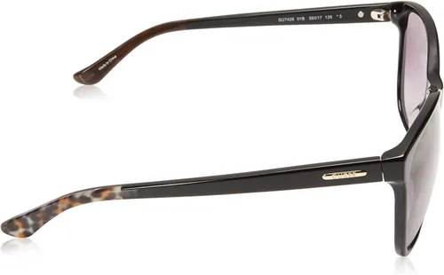 Vista 3 de GUESS Gafas de sol para mujer de acetato cuadradasuave ojo de gato, Negro, 58 MM