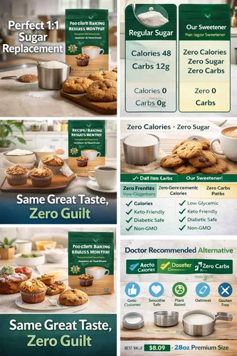 Vista 9 de Allulose Monk Fruit Edulcorante sin eritritol – Sustituto de azúcar granulado sin calorías de 28 onzas – Reemplazo de azúcar 1:1 para hornear, café