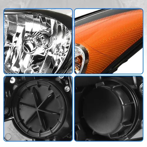 Vista 4 de DWVO - Conjunto de faros compatible con Elantra 2011 2012 2013 11 12 13, lámpara de repuesto, carcasa cromada, lente transparente, reflector ámbar