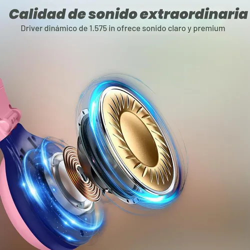 Vista 8 de SIMOLIO Auriculares inalámbricos para niñas, Bluetooth plegables para niños, con micrófono y volumen limitado, auriculares estéreo sobre la oreja