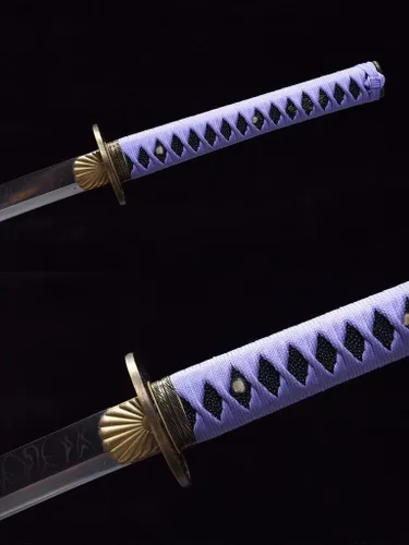 Vista 4 de Shinogi-zukuri Espada Katana hecha a mano de pulido de arcilla templada, espada samurái japonesa real (espada completa), Catanas Japonesas Reales