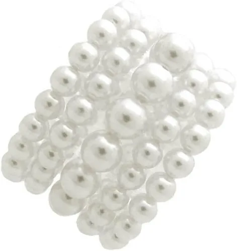 Vista 6 de BA UNIQUE FASHION Conjunto de 5 pulseras elásticas de perlas simuladas para mujer