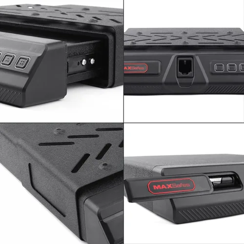 Vista 5 de MAXSafes Caja fuerte deslizante para pistola con bloqueo biométrico de vena de dedo, acceso rápido, caja fuerte para debajo del escritorio, caja