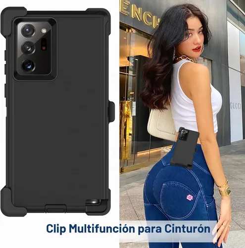 Vista 6 de Funda para Galaxy Note 20 Ultra con clip para cinturón, 2 protectores de pantalla, grado militar, cuerpo completo, resistente, a prueba de golpes