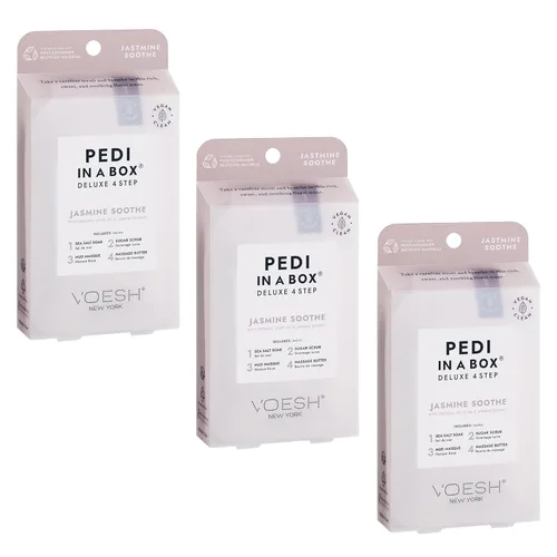 Vista 7 de VOESH Pedi in a Box - Potenciador de energía de eucalipto de 4 pasos, paquete de 3, juego de pedicura, pedicura en casa, pedicura de spa, remojo