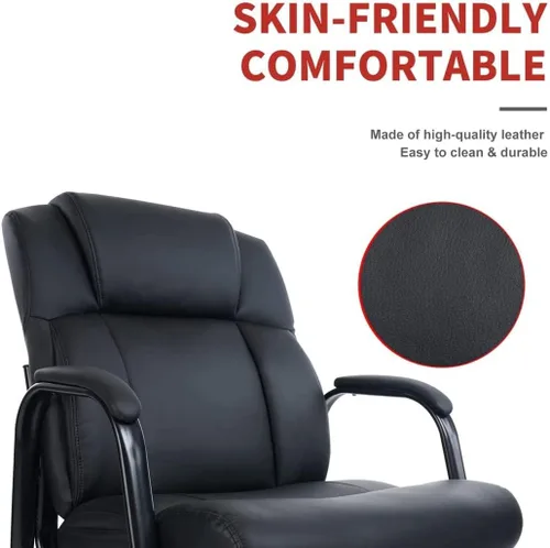 Vista 5 de CLATINA Big & Tall - Silla ejecutiva para sala de espera de 400 libras con reposabrazos acolchado de cuero regenerado, estilo moderno, con base