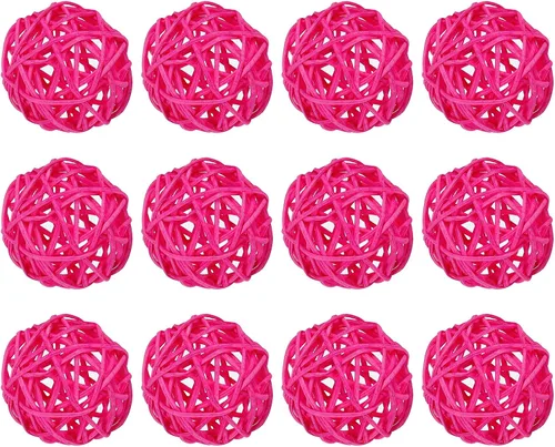 Vista 15 de MECCANIXITY 12 bolas decorativas de mimbre de ratán de 2 pulgadas para rellenos de jarrones, bodas, jardines, fiestas de pasillo, color negro