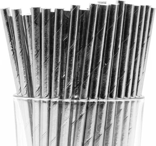 Vista 27 de Paquete de 150 pajitas de papel biodegradables de 4 capas de cheurón rosa bebé (compostables, no tóxicas, sin BPA)