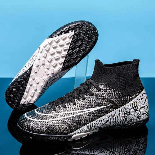 Vista 9 de Zapatos de fútbol para hombre, con cordones, antideslizantes, para interiores, fútbol sala, TF, tacos de césped