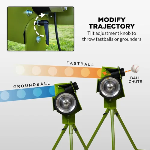 Vista 4 de Mound Yeti Baseball Softball Pitching Machine, Youth and Adult Single Wheel Pitching Machine for Baseball and Softball, Training Equipment