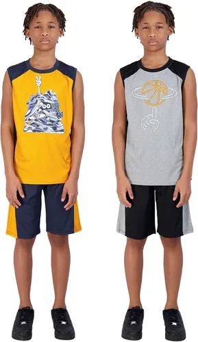 Vista 7 de Hind Boys Short Set 4-Piece Boys Basketball Shorts and Performance Athletic Shirt Set