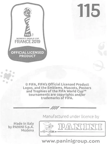 Vista 2 de Calcomanías coleccionables de la Copa Mundial Femenina de Panini FIFA Francia 2019 (solo adhesivo individual) Fútbol #115 Linda Dallmann Alemania 2