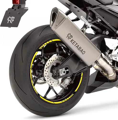 Vista 8 de KETABAO - Adhesivos adhesivos para llantas de 17.1 in, diseño de rayas S02, compatible con YZF R6 R1 MT 03 125 09 07 10 TRACER 700 FZ25 (azul)