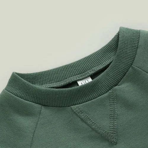 Vista 5 de AEEMCEM Baby Boy Girl Solid Sweatshirt Romper Crewneck Pullover Bodysuit Oversized Sweater Romper Long Sleeve Shirts Outfit