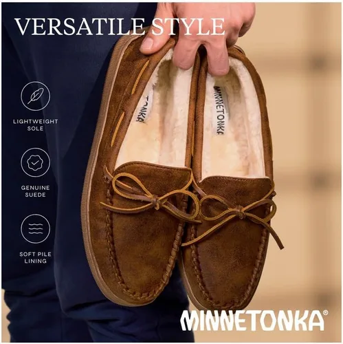 Vista 6 de Minnetonka - Pantuflas con suela rígida y forro de pelo para hombre