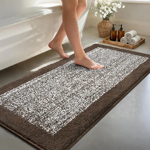 Vista 24 de Alfombras de baño de 17 x 24 pulgadas, antideslizantes, lavables, color gris, para bañera, tapete de baño para baño, tapete suave y absorbente