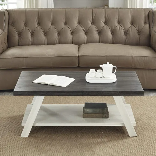 Vista 8 de Roundhill Furniture Athens - Mesa de centro de madera replicada contemporánea en acabado negro