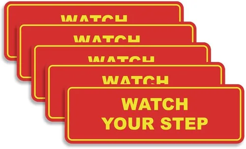 Vista 13 de Signs ByLITA Letrero estándar para pared o puerta con texto en inglés «Watch Your Step», señalización de salud y seguridad (negro), mediano