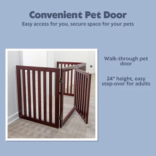 Vista 2 de TRIXIE Puerta independiente para perros de 4 paneles con puerta pequeña para mascotas, puerta plegable para mascotas, ajustable de 23.6 a 63