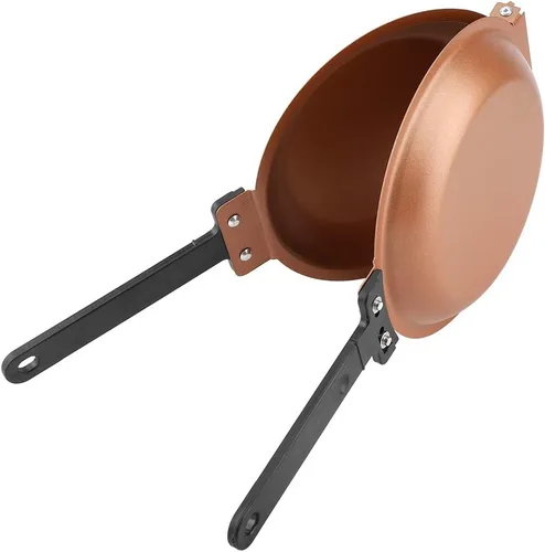 Vista 3 de Sartén de doble cara, juego de sartenes antiadherentes, diseño abatible de doble cara, utensilios de cocina para el hogar, sartén para panqueques