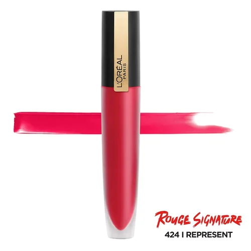 Vista 2 de L'Oréal Paris Makeup Rouge Signature - Pinta labios de larga duración acabado mate, ultraligero, ultracómodo, color de pigmento alto, aplicador
