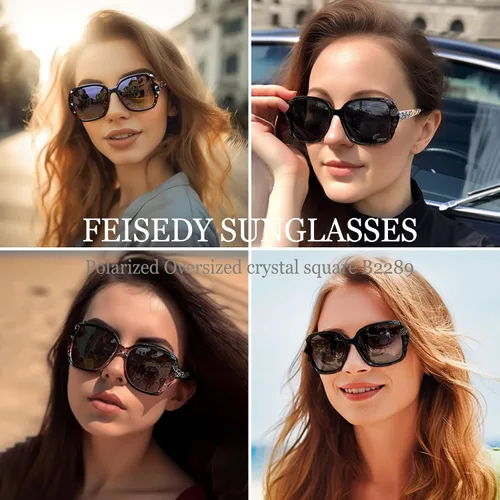 Vista 36 de FEISEDY - gafas de sol polarizadas para mujer, marco compuesto brillante B2289