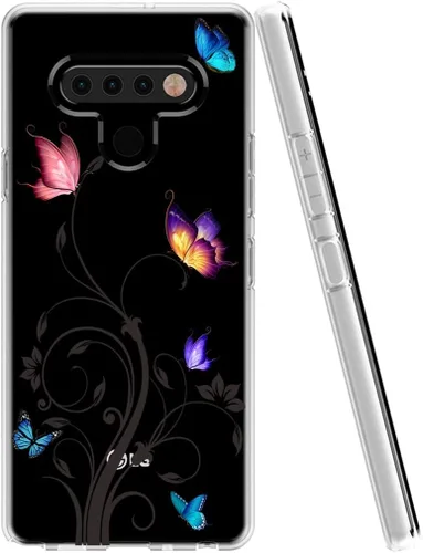 Vista 3 de Funda transparente para LG K51, Q51 - TPU suave a prueba de golpes Funda protectora para LG K51 Butterfly
