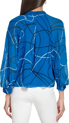 Vista 3 de Calvin Klein Blusa de manga larga con botones delanteros para mujer