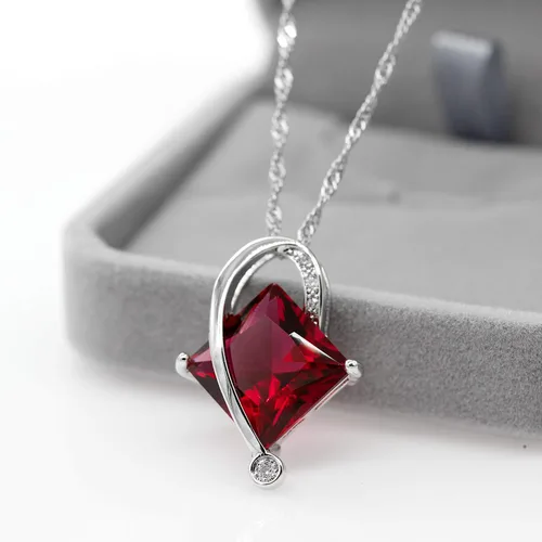 Vista 3 de Uloveido T295 - Juego de collar anillo y aretes con topacio de cristal cuadrado grande