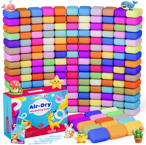 Vista 11 de Aestd-ST Arcilla seca al aire 66 colores, arcilla de modelado para niños, arcilla mágica de bricolaje Molding Clay Kit, 4 Sculpting Tools
