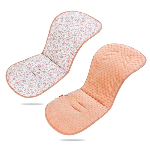 Vista 11 de Cojín para cochecito de bebé, suave Minky punteado e impreso, reversible, universal, transpirable y suave, inserto de asiento de automóvil infantil