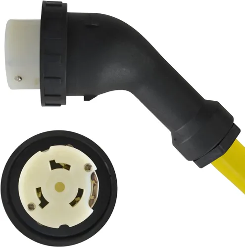 Vista 4 de Conntek Cable adaptador de corriente RV de 30A a 50A de 25 pies con mango de agarre, indicador de alimentación, conector de bloqueo