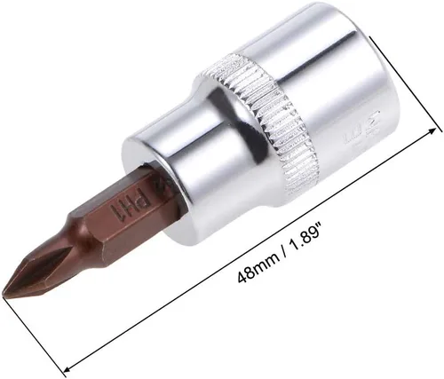 Vista 2 de uxcell 3/8" Drive x PH1 Phillips Bit Socket, S2 Brocas de acero, CR-V Sockets 1.890 in Longitud (solo para uso manual), 3 piezas