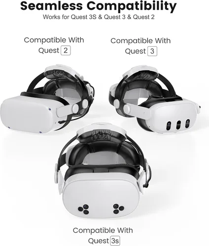 Vista 2 de Kawaye Correa para la cabeza Meta Quest 3SQuest 2Quest 3, doble perilla ajustable Elite correa de repuesto, correa para auriculares VR con dos