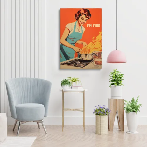 Vista 3 de Impresión retro de cocina – Divertido póster de los años 50, impresión retro de cocina, arte de pared de cocina feliz ama de casa, decoración retro